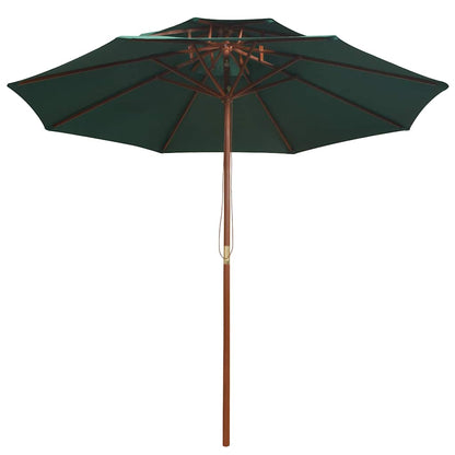 42963 vidaXL Double Decker Parasol 270x270 cm Wooden Pole Green