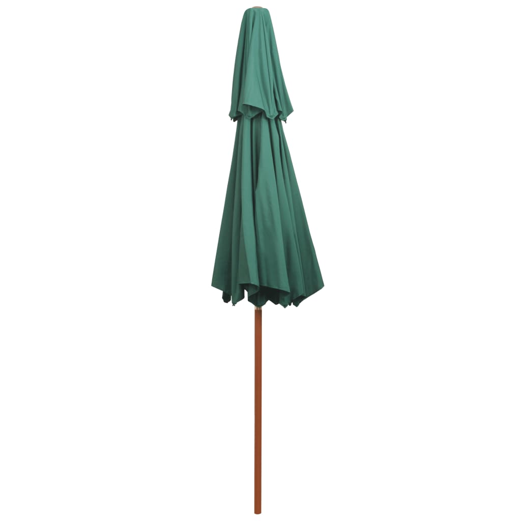 42963 vidaXL Double Decker Parasol 270x270 cm Wooden Pole Green