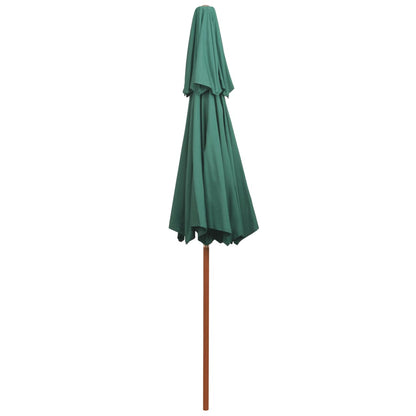 42963 vidaXL Double Decker Parasol 270x270 cm Wooden Pole Green