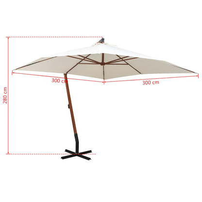 42968 vidaXL Hanging Parasol 300x300 cm Wooden Pole White
