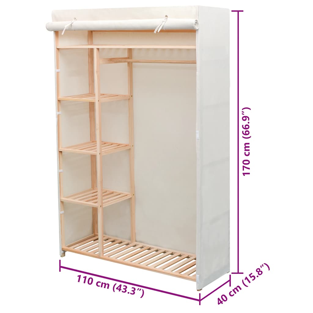 Wardrobe Fabric and Pinewood 110x40x170 cm