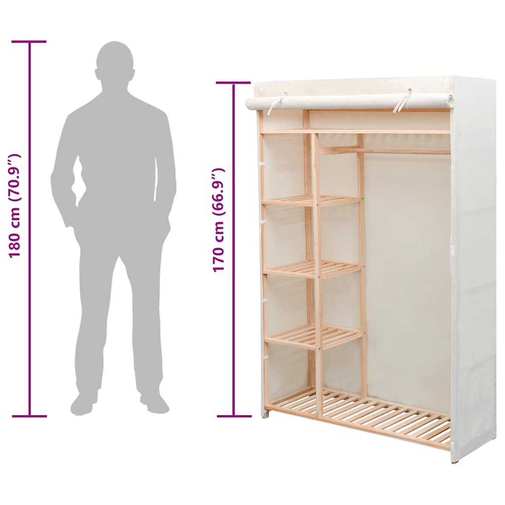 42976 vidaXL Wardrobe Fabric and Pinewood 110x40x170 cm