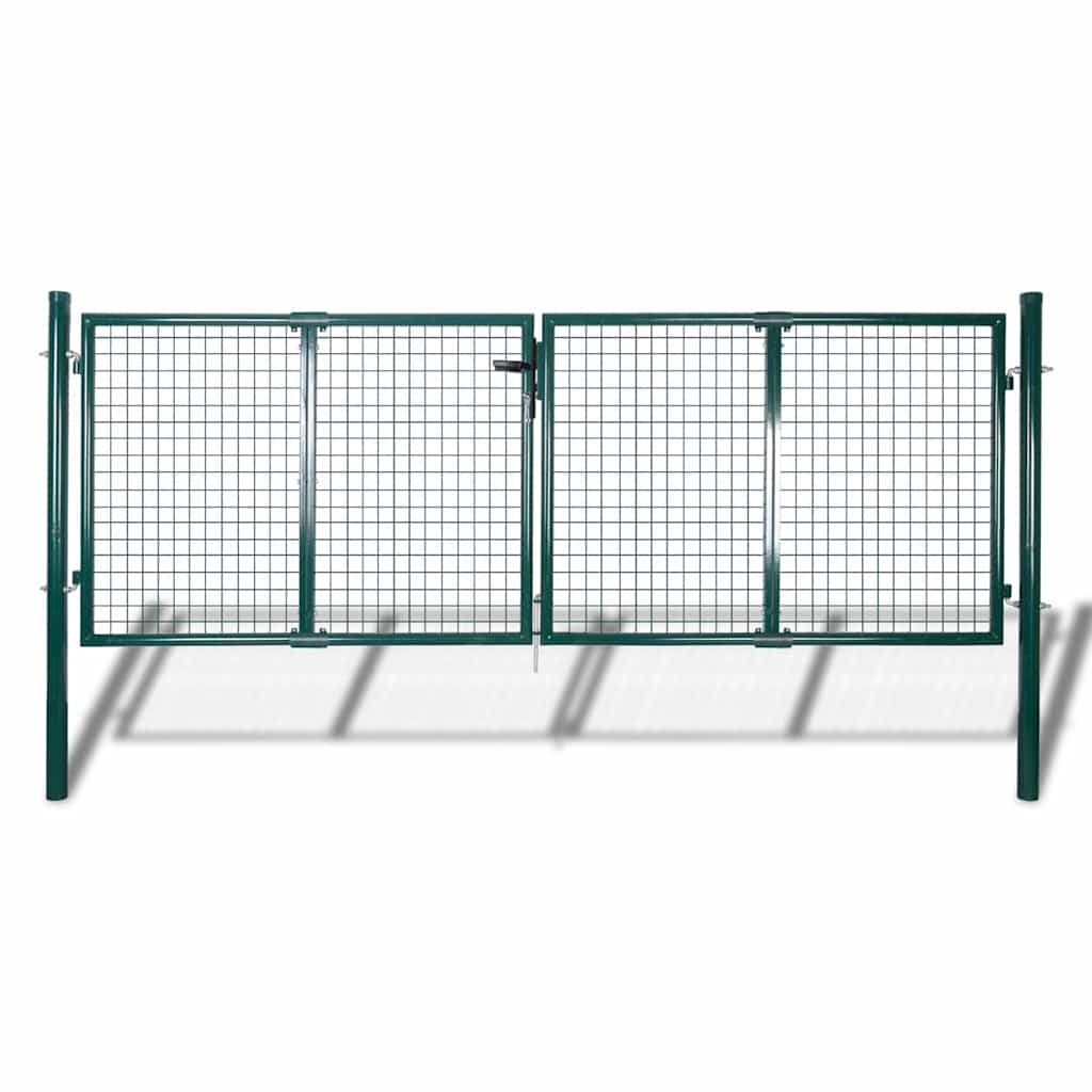 Fence Gate Steel 300x125 cm Green