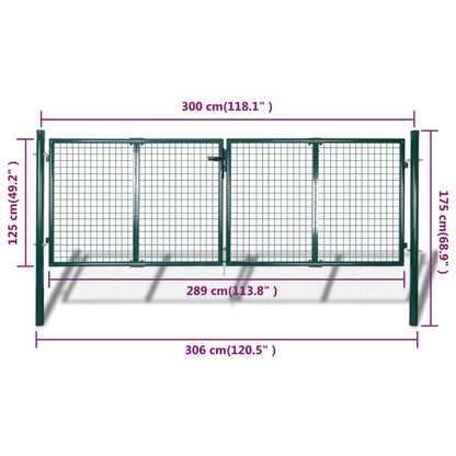 Fence Gate Steel 300x125 cm Green