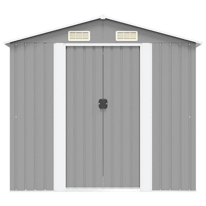 Garden Storage Shed Grey Metal 204x132x186 cm