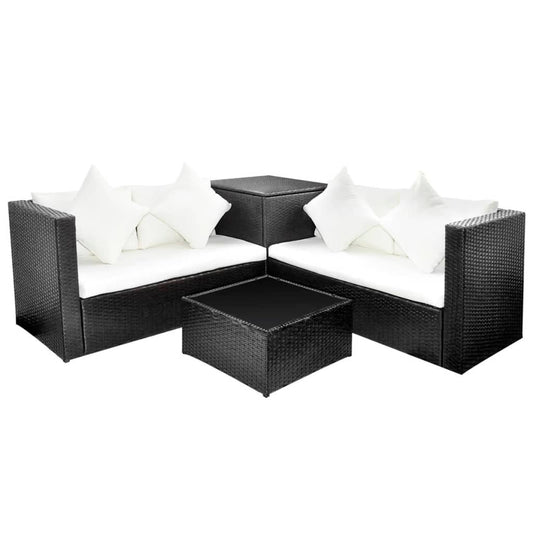 Patio Furniture | Black | PE Rattan | Garden Lounge Set | Rectangular