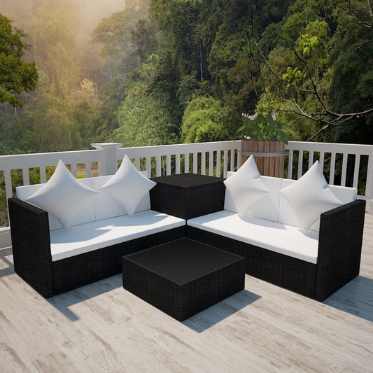 Patio Furniture | Black | PE Rattan | Garden Lounge Set | Rectangular