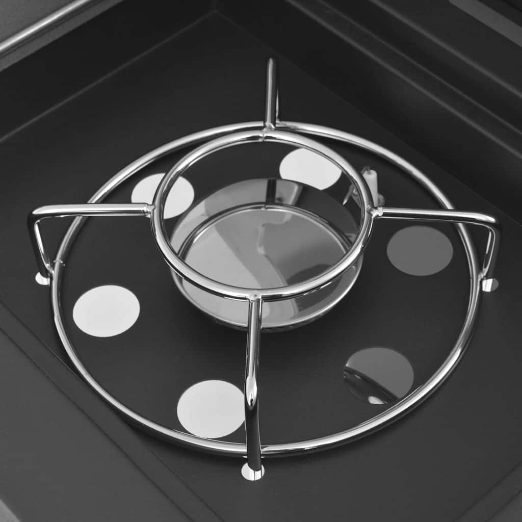 Gas Barbecue Grill with Wheel Silver Steel with Metal Hose