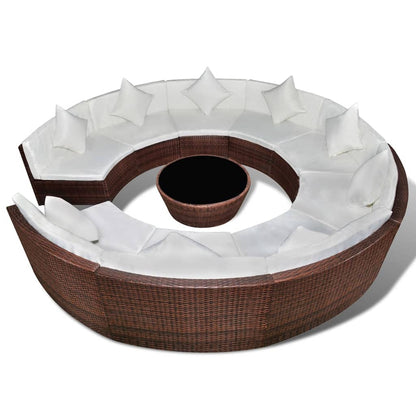 10 Piece Garden Lounge Set with Cushions Poly Rattan Brown