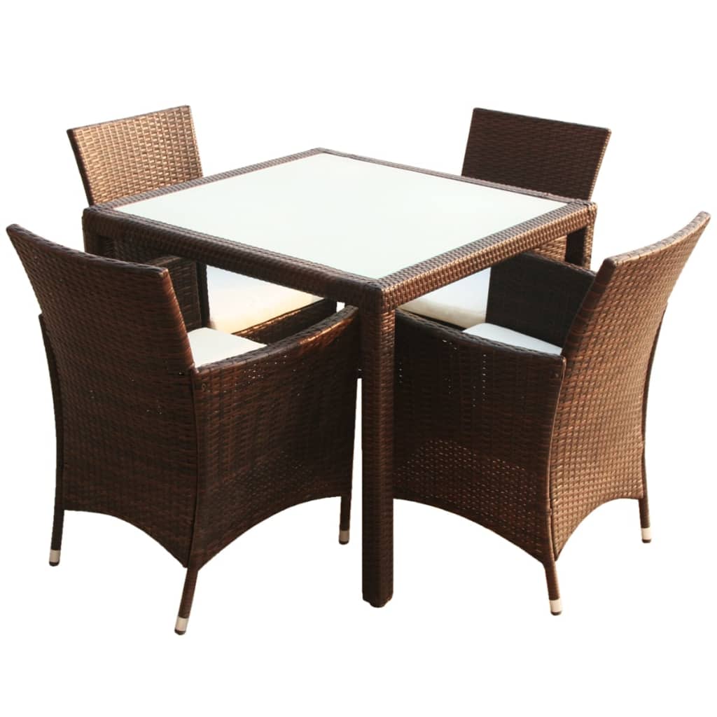 Patio Furniture | Brown | Steel frame, Poly Rattan, Aluminium feet, Glass