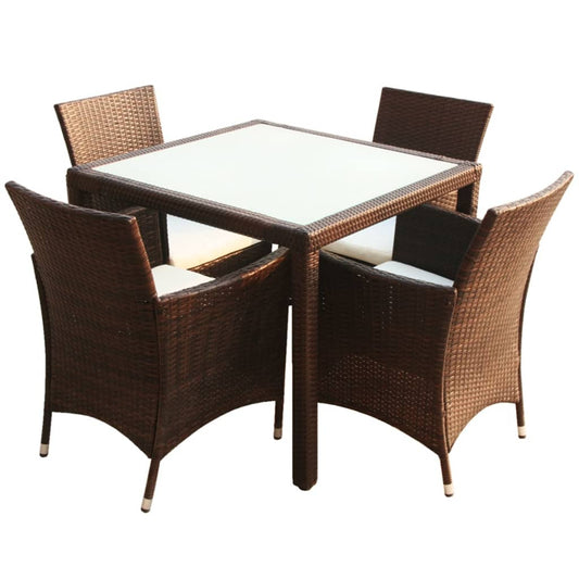 Patio Furniture | Brown | Steel frame, Poly Rattan, Aluminium feet, Glass