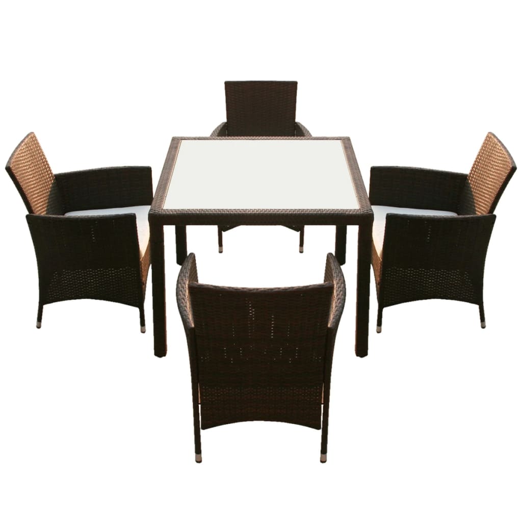 Patio Furniture | Brown | Steel frame, Poly Rattan, Aluminium feet, Glass