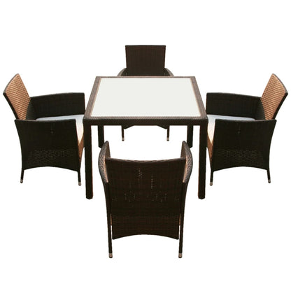 Patio Furniture | Brown | Steel frame, Poly Rattan, Aluminium feet, Glass