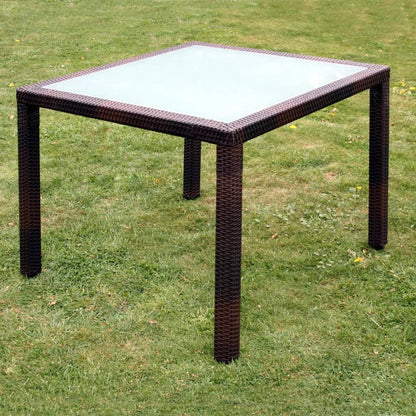 Patio Furniture | Brown | Steel frame, Poly Rattan, Aluminium feet, Glass