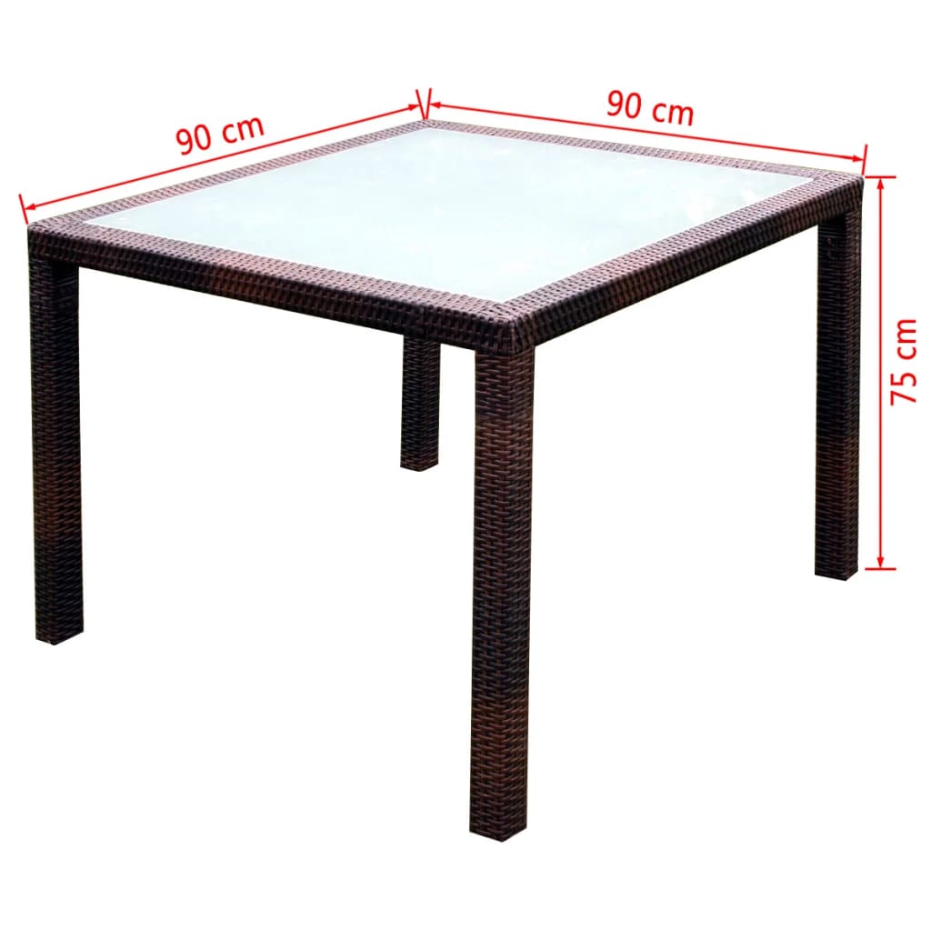 Patio Furniture | Brown | Steel frame, Poly Rattan, Aluminium feet, Glass