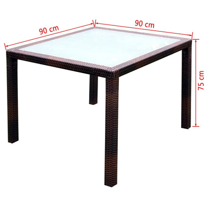 Patio Furniture | Brown | Steel frame, Poly Rattan, Aluminium feet, Glass