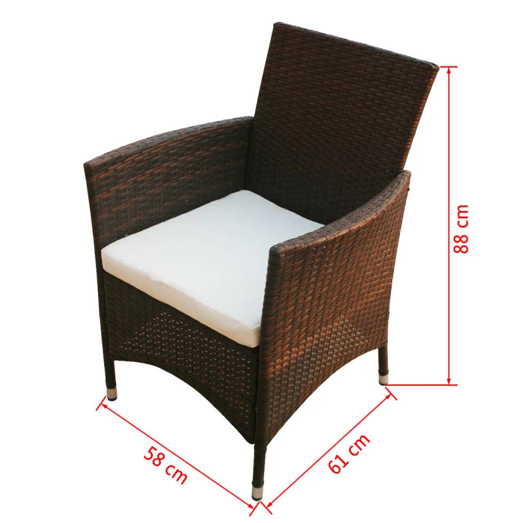 Patio Furniture | Brown | Steel frame, Poly Rattan, Aluminium feet, Glass