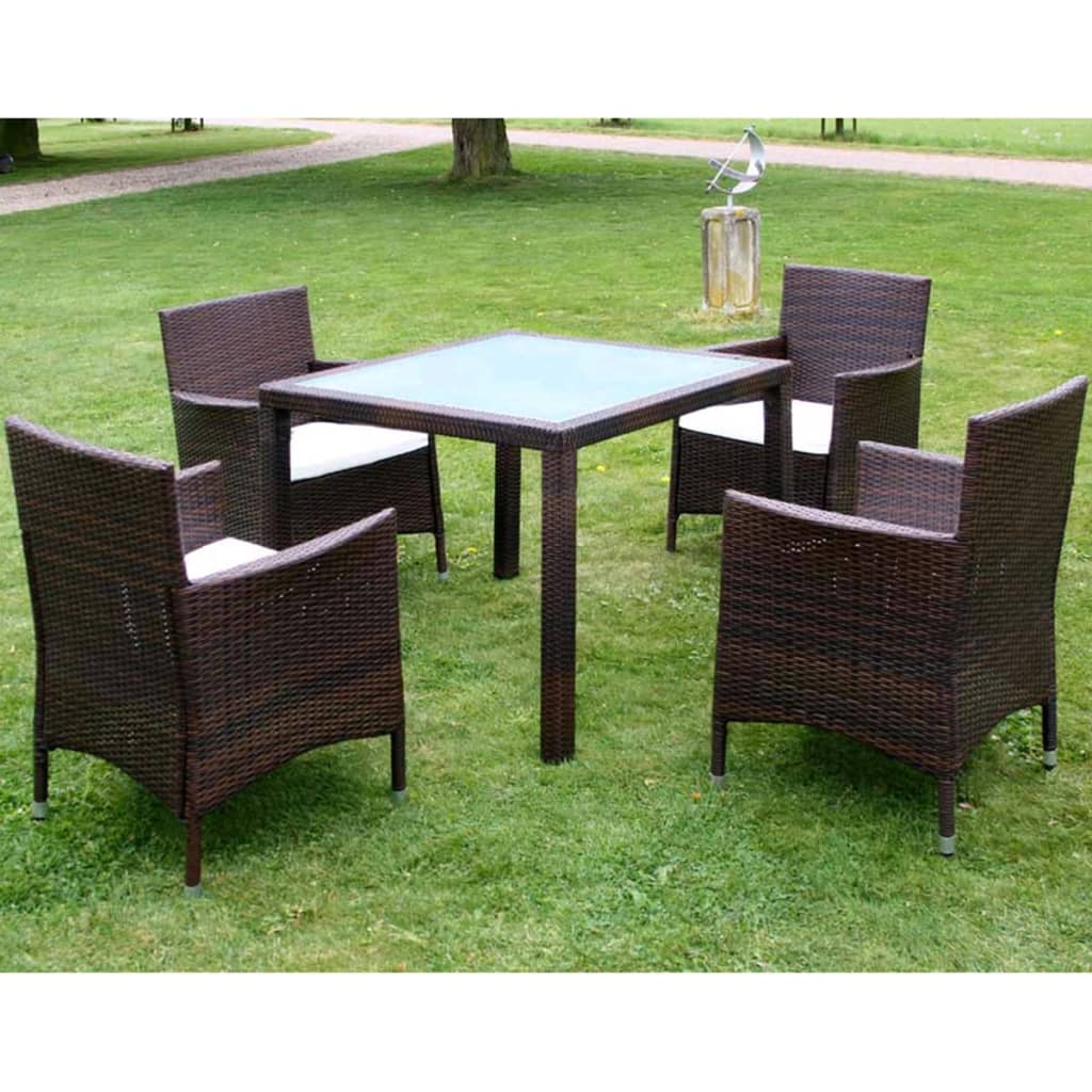 Patio Furniture | Brown | Steel frame, Poly Rattan, Aluminium feet, Glass