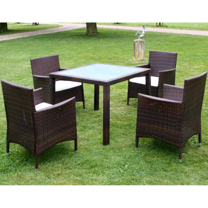 Patio Furniture | Brown | Steel frame, Poly Rattan, Aluminium feet, Glass