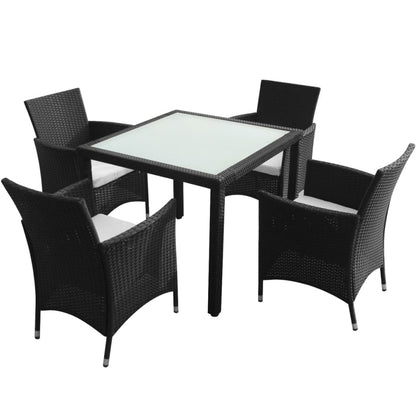 Patio Furniture | Black | Poly Rattan, Steel, Glass | Medium