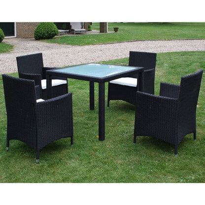 Patio Furniture | Black | Poly Rattan, Steel, Glass | Medium
