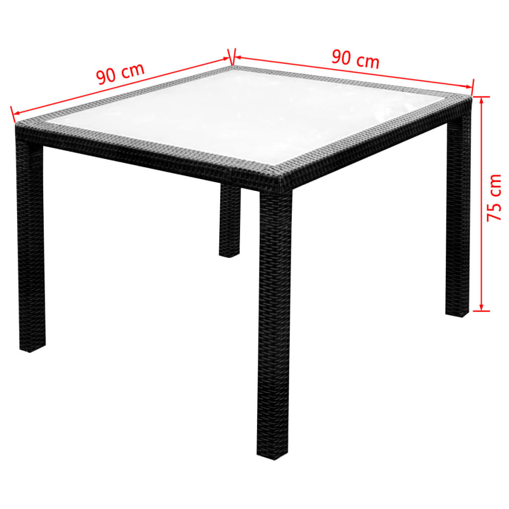 Patio Furniture | Black | Poly Rattan, Steel, Glass | Medium