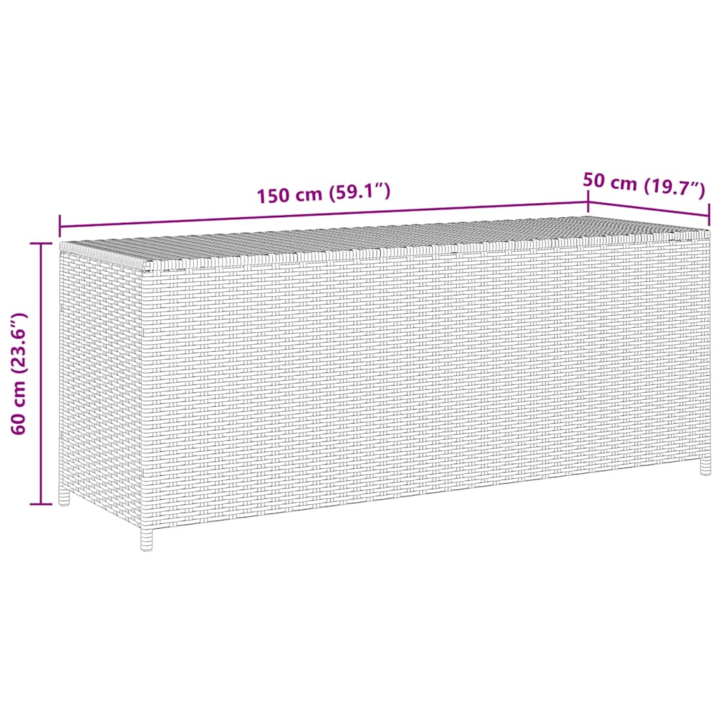 Garden Storage Box Black 150x50x60 cm Poly Rattan