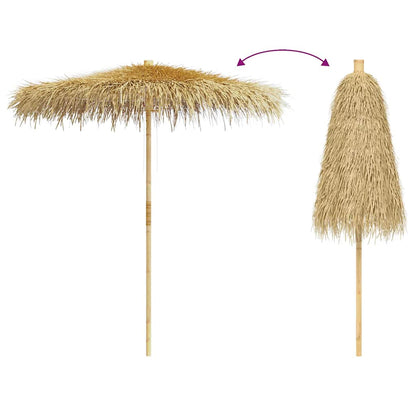 Garden Parasol | Brown | Bamboo and Banana Leaf | Large | Foldable