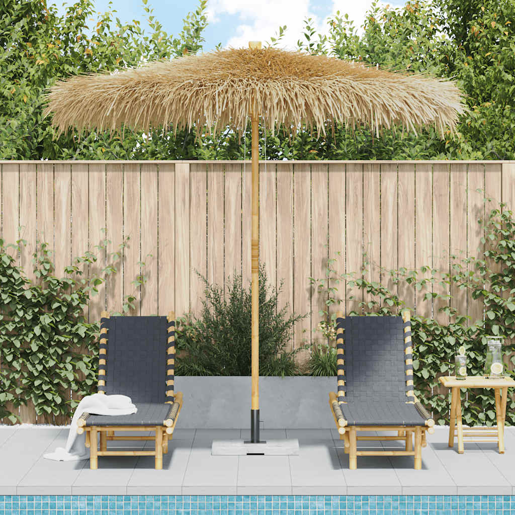Garden Parasol | Brown | Bamboo and Banana Leaf | Large | Foldable