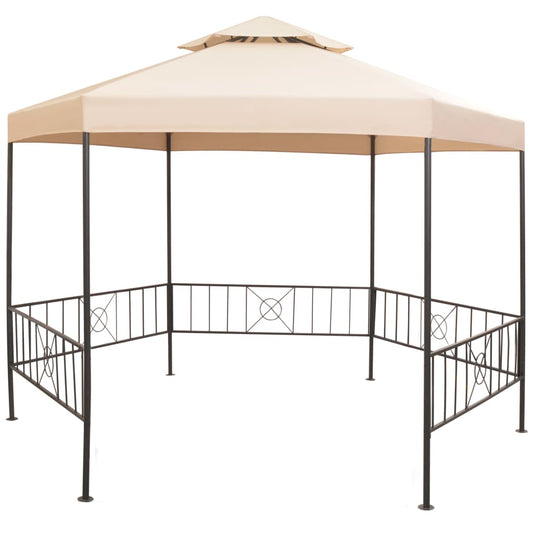 43165 vidaXL Garden Marquee Gazebo Pavilion Tent Hexagonal Beige 323x265 cm