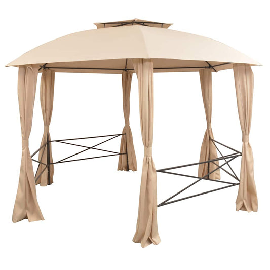 43166 vidaXL Garden Marquee Pavilion Tent with Curtains Hexagonal 360x265 cm