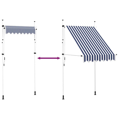 43219 vidaXL Manual Retractable Awning 150 cm Blue and White Stripes