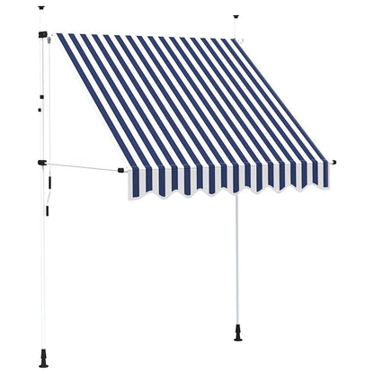 Manual Retractable Awning 200 cm Blue and White Stripes