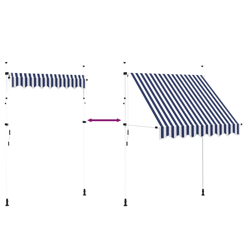 Manual Retractable Awning 200 cm Blue and White Stripes