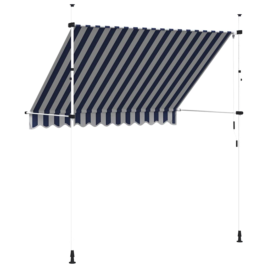 43221 vidaXL Manual Retractable Awning 250 cm Blue and White Stripes