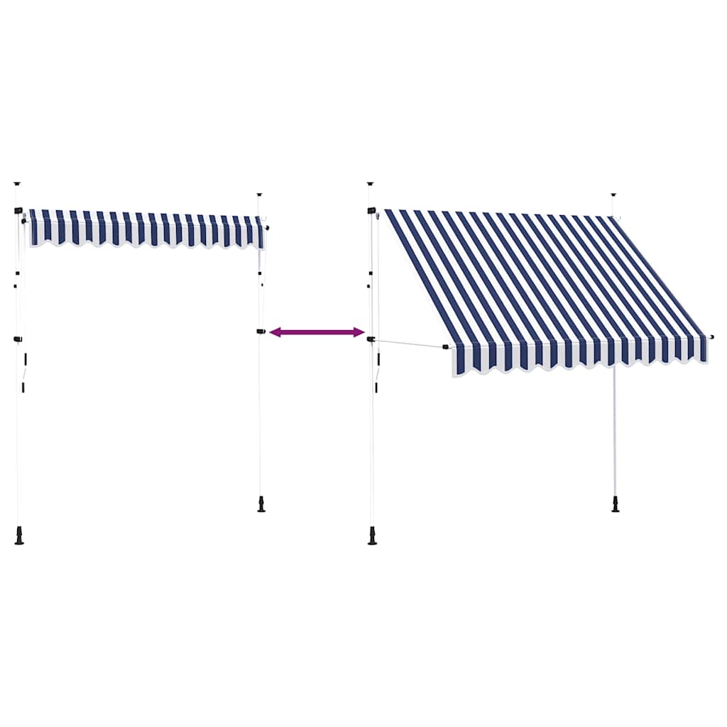 Manual Retractable Awning 250 cm Blue and White Stripes
