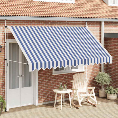 Manual Retractable Awning 350 cm Blue and White Stripes