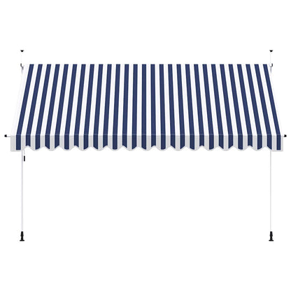 43224 vidaXL Manual Retractable Awning 400 cm Blue and White Stripes