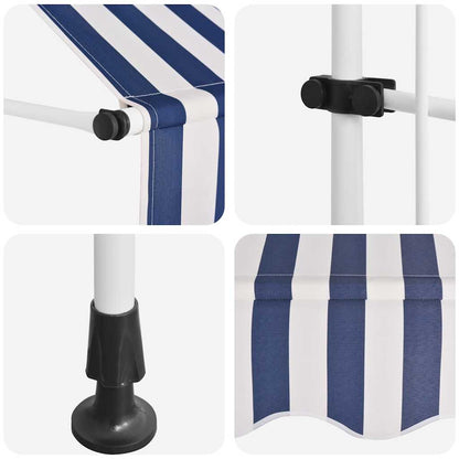 43224 vidaXL Manual Retractable Awning 400 cm Blue and White Stripes