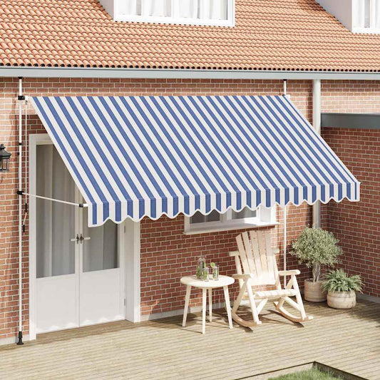 43224 vidaXL Manual Retractable Awning 400 cm Blue and White Stripes