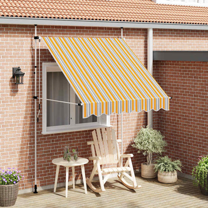 Manual Retractable Awning 200 cm Yellow and Blue Stripes