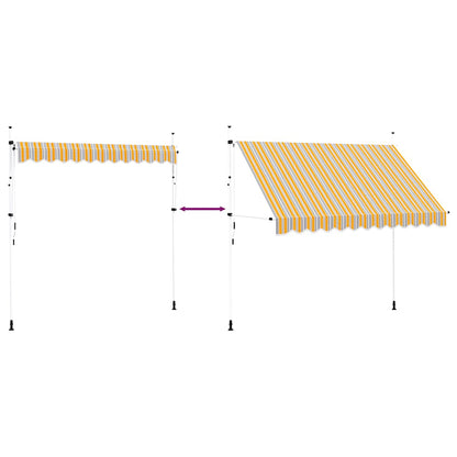 43228 vidaXL Manual Retractable Awning 300 cm Yellow and Blue Stripes