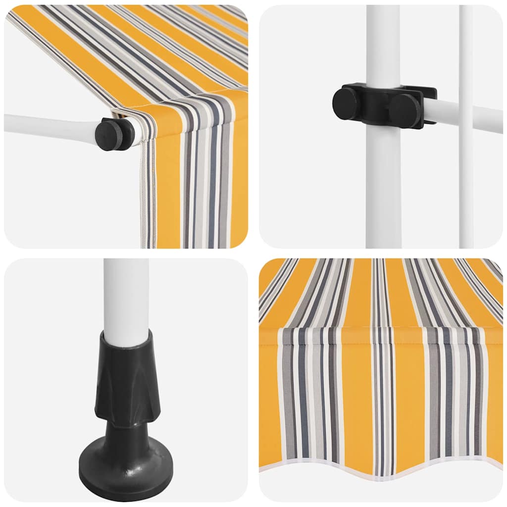 43228 vidaXL Manual Retractable Awning 300 cm Yellow and Blue Stripes