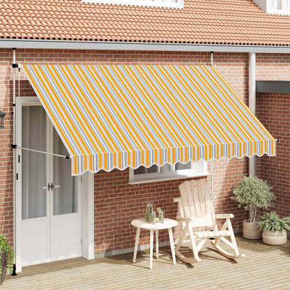 43229 vidaXL Manual Retractable Awning 350 cm Yellow and Blue Stripes