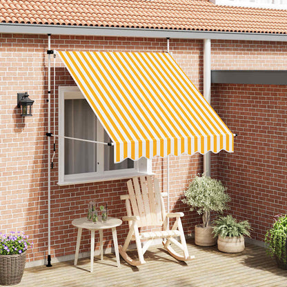 Manual Retractable Awning 200 cm Orange and White Stripes