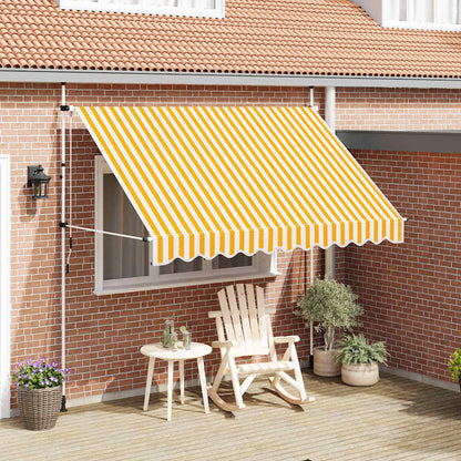 Manual Retractable Awning 300 cm Orange and White Stripes