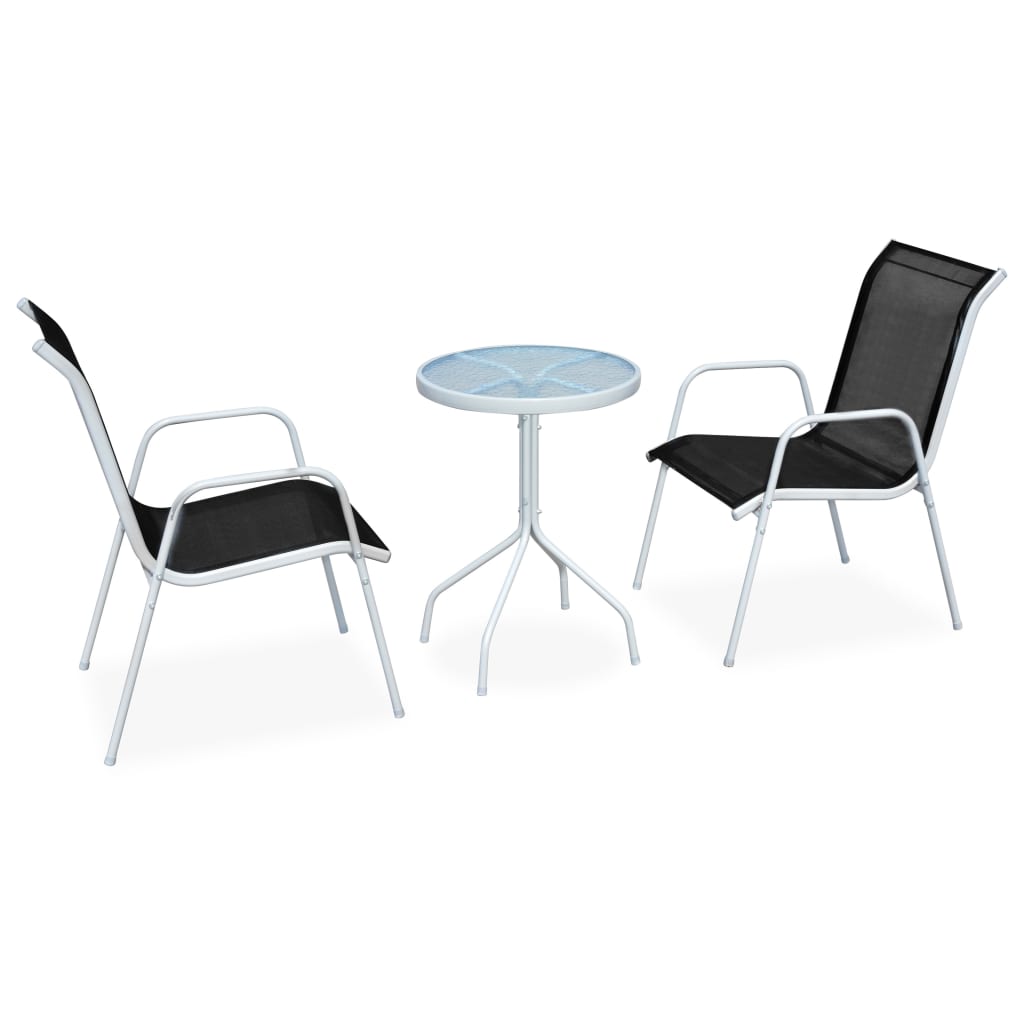 Garden Furniture Set | Black and grey | Powder-coated steel and textilene