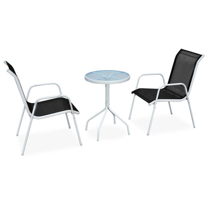Garden Furniture Set | Black and grey | Powder-coated steel and textilene
