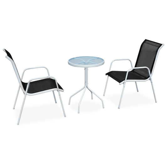Garden Furniture Set | Black and grey | Powder-coated steel and textilene