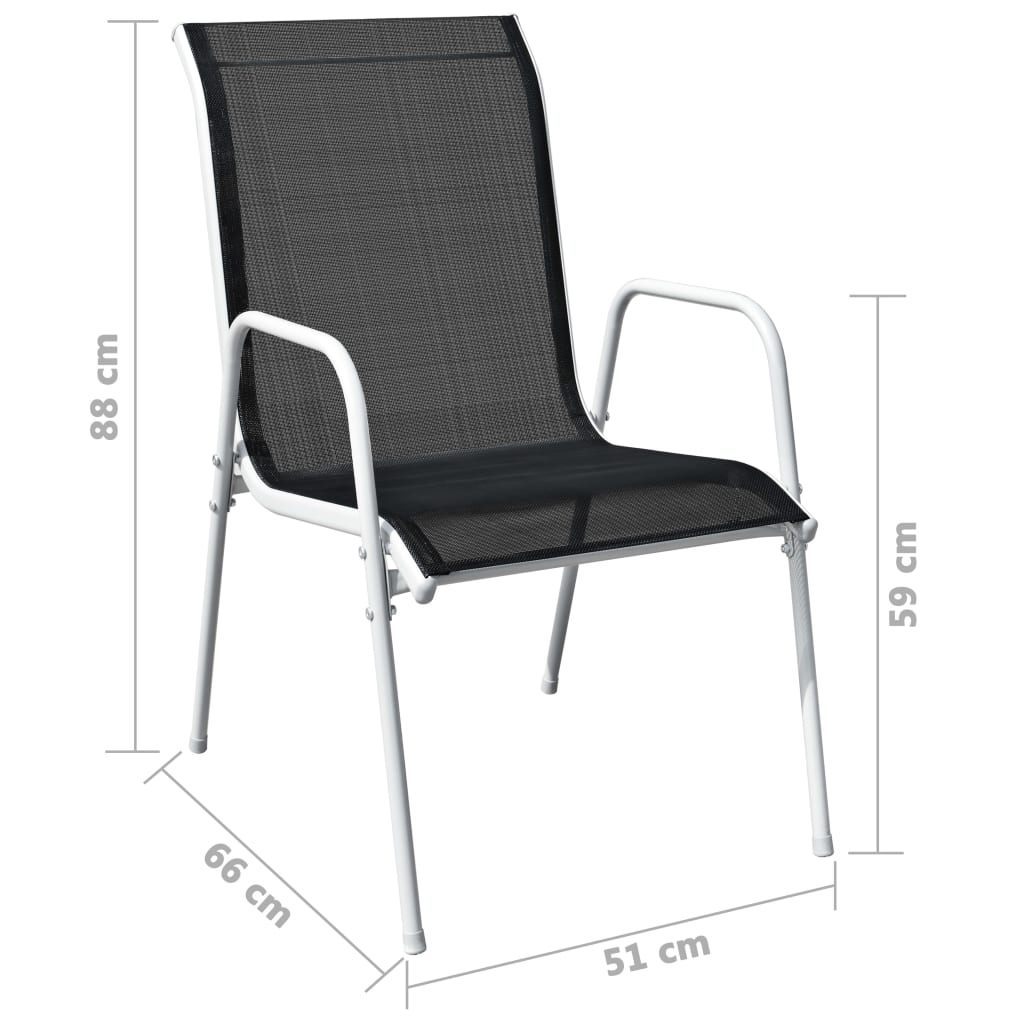 Garden Furniture Set | Black and grey | Powder-coated steel and textilene